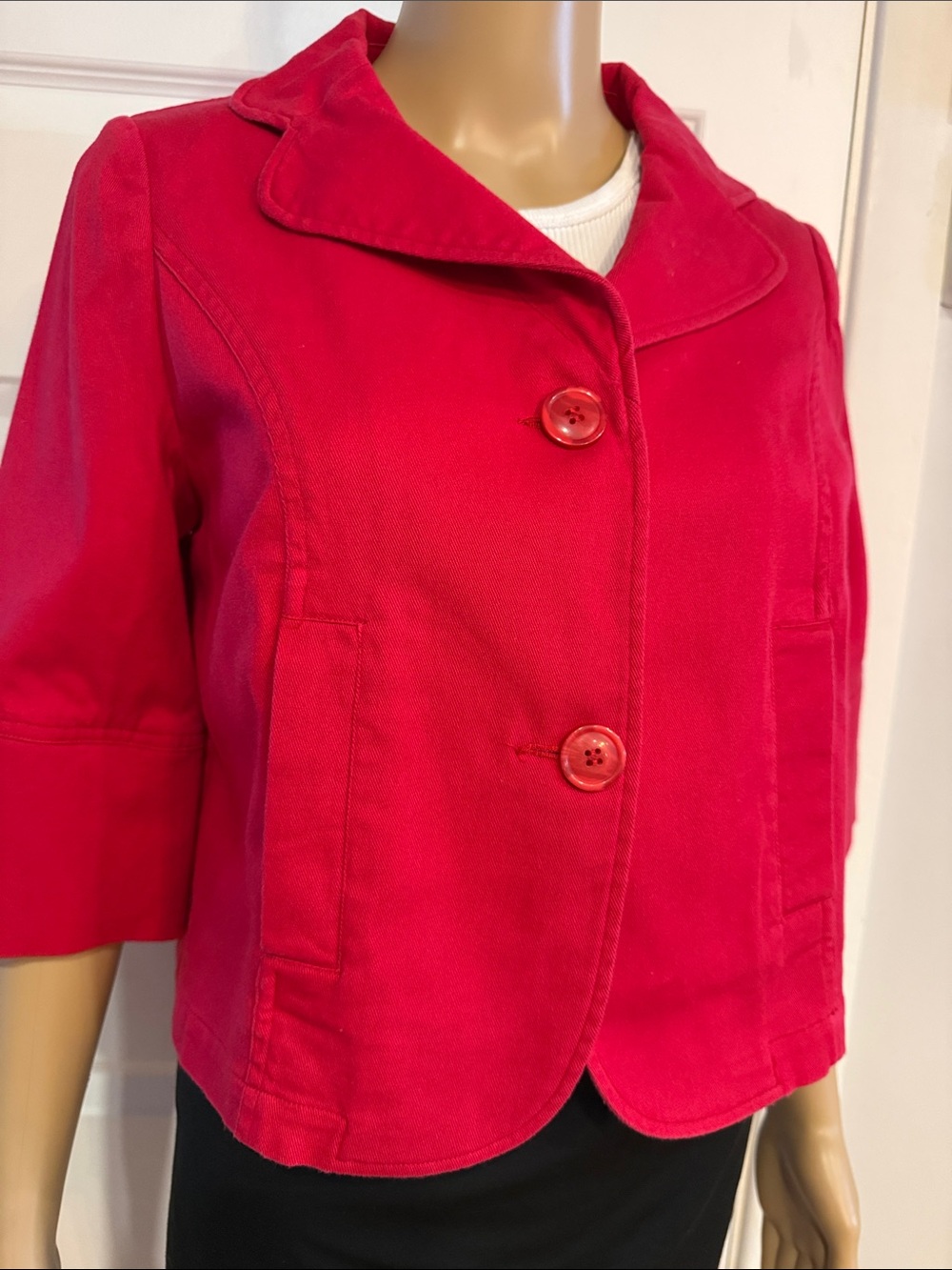 Della Spiga Italy Raspberry Red Cropped Blazer Jacket Size 4